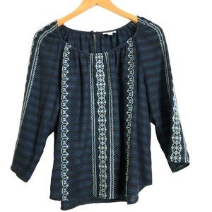 J.Jill Womens Embroidered 3/4 Blouse Size: MP